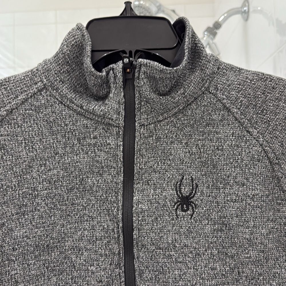 Spyder Quarter Zip Gray Black Jacket Size Medium - Picture 2 of 6